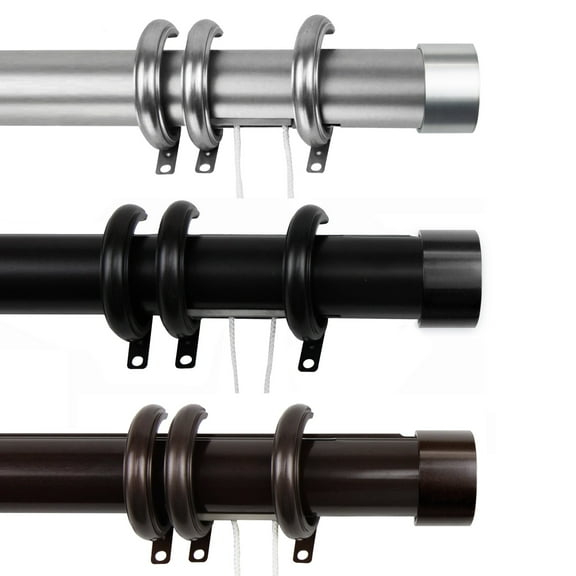 Sims Decorative Traverse Rod w/ Rings 48-84" - Satin Nickel