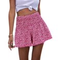 thumbnail image 2 of Boho Floral High Waist Drawstring Skorts for Women - Summer Ruffle Flowy Skirts Rose Red S, 2 of 8