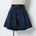 thumbnail image 5 of Daolelai Women's Summer Wide-Leg Denim Shorts High Waist Large Size Cover The Crotch A-Line Hot Pants, 5 of 8