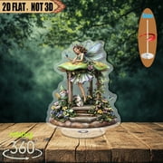 1pc 2d flat Rotating acrylic centerpiece featuring a mischievous fairy atop a mushroom in an enchanted garden perfect for home display office decor or special events