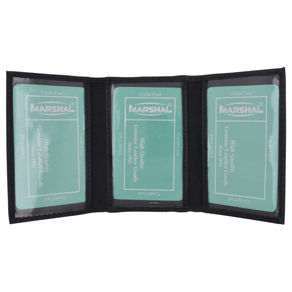 Men's Genuine Soft Leather Multiple ID Windows Slim Trifold Holder