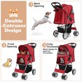 thumbnail image 4 of Gymax 4 Wheel Pet Stroller w/ Storage Basket & Tray Adjustable Canopy Pets Burgundy, 4 of 10