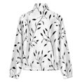 thumbnail image 6 of Jackets for Women Winter Coat Jackets Flannel Stand Collar Jacket(Black Leaves White Background Pattern,Size:S-4XL), 6 of 7