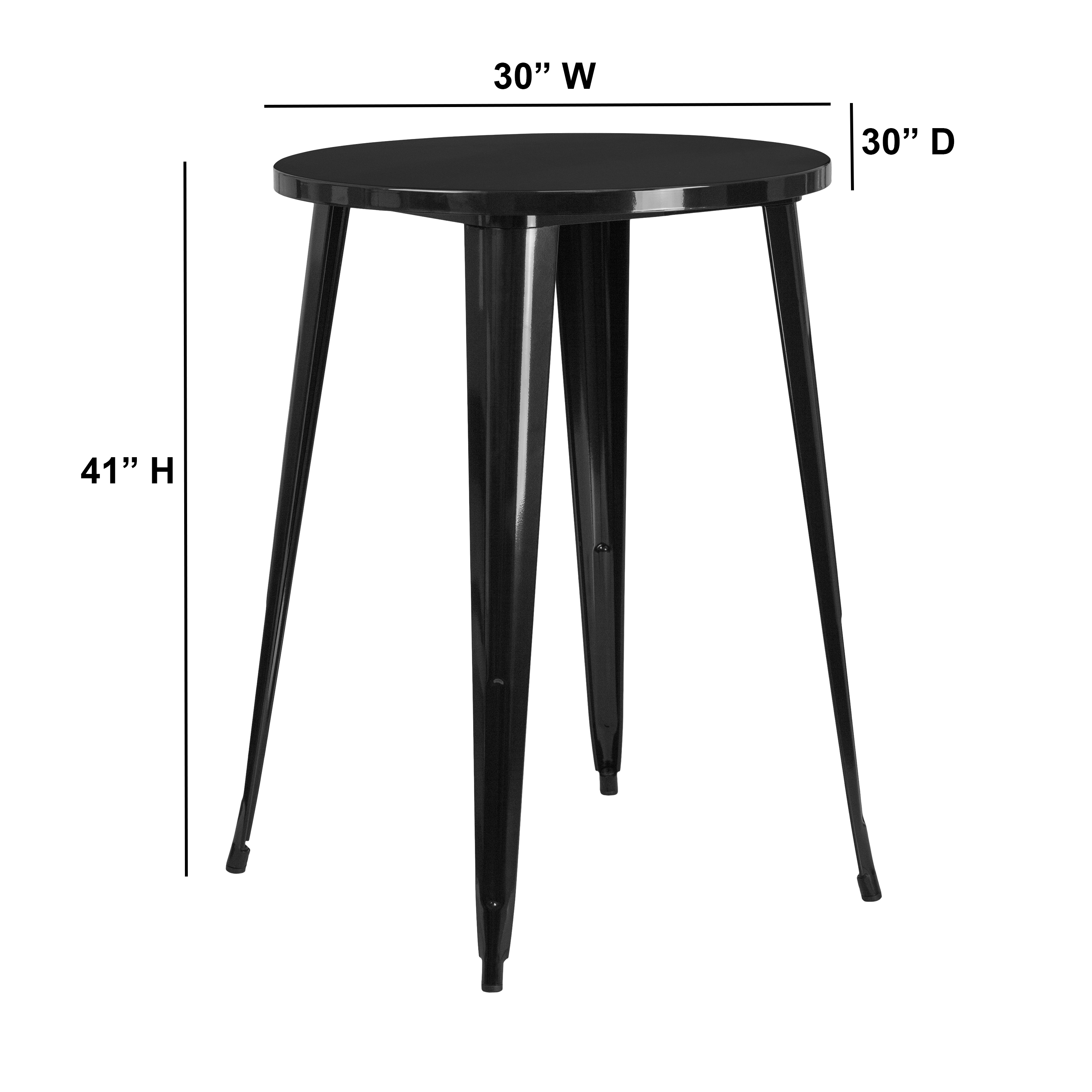 Flash Furniture Commercial Grade 30" Round Black Metal Indoor-Outdoor Bar Height Table - image 3 of 3