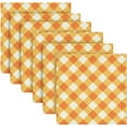 thumbnail image 4 of GZHJMY Thanksgiving Orange Plaid Satin Napkins 20x20 in,Soft Washable Cloth Dinner Napkins Square Table Napkins Decor for Party Wedding Banquet and Dinner 4PCS Decorative Washcloths, 4 of 6