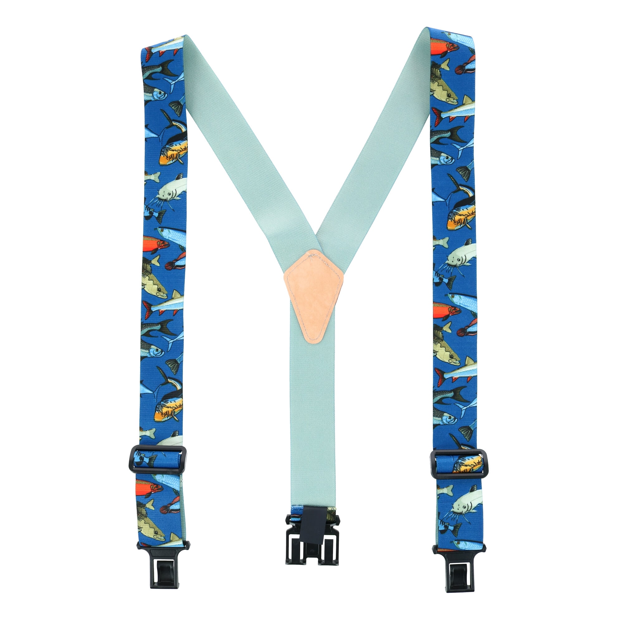 Perry Suspenders Men's Big & Tall Elastic Mixed Fish Print Novelty