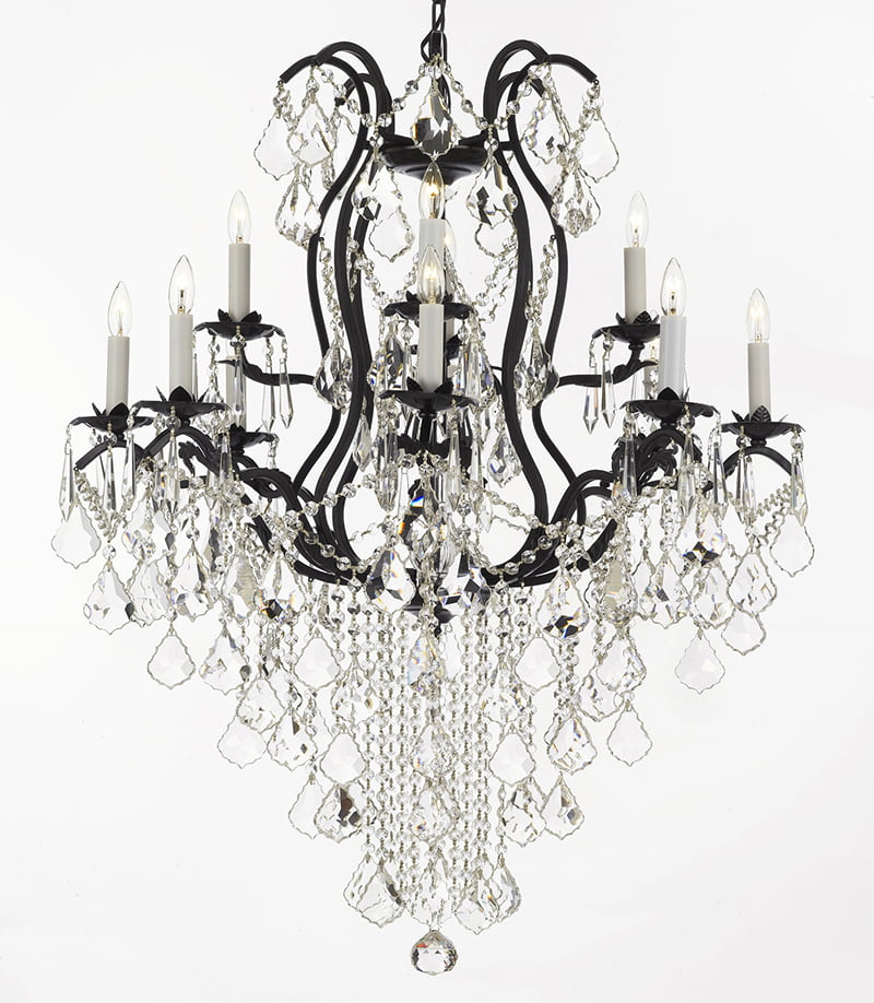 Wrought Iron Chandeliers Lighting, Black Iron And Crystal Chandeliers