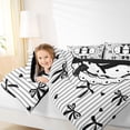 thumbnail image 3 of spefrowx Cute Monogram Bow Twin Comforter Sets for Teens, Princess Stripe Love Heart Bedding Set, Black Reversible, 2-Piece, 1 Comforter and 1 Pillowcase, 3 of 6