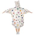 thumbnail image 2 of FORMRS Wearable Blanket Hoodie with Sleeves for Kids Cozy Flannel Sweatshirt, Beige Stars, 2 of 7