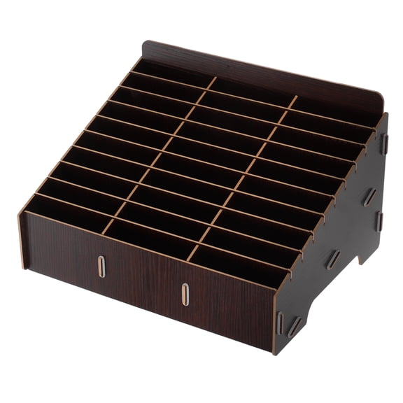 Wooden Cell Phone Storage Box 30 Compartments Desktop Mobile Phone Holder Organizer for Meeting Room