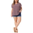 thumbnail image 2 of Agnes Orinda Women's Plus Size Mother's Day Tops Floral V Neck Tulip Short Sleeve Blouses Summer Tunic Tops 4X Black Red, 2 of 6