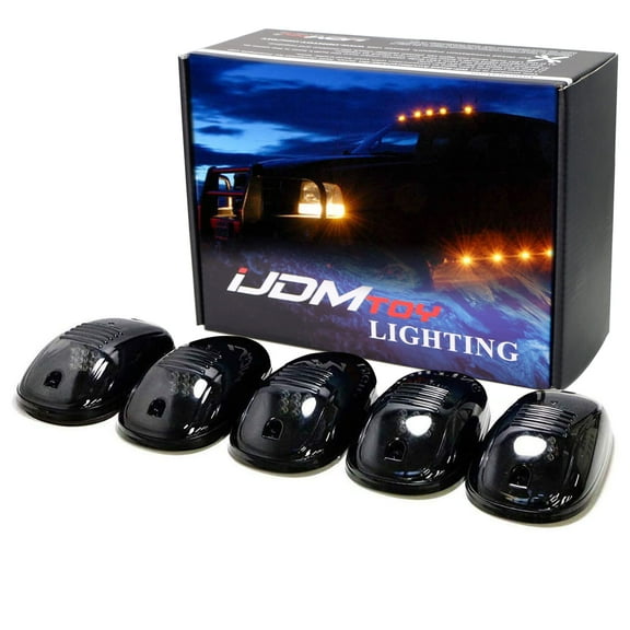 5pcs Amber LED Cab Roof Top Marker Running Lights For Truck SUV 4x4 (Black Smoked Lens Lamps)
