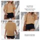 thumbnail image 5 of Camisa de manga corta de encaje Blusa de verano con manga de encaje fluida informal elegante con cuello en V de doble capa Caqui L, 5 of 6