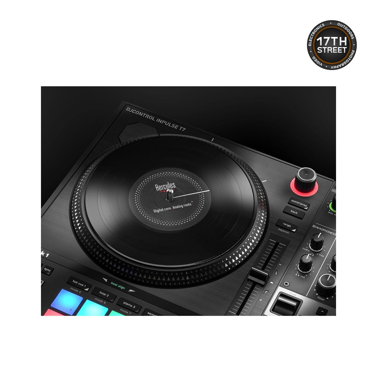 Hercules DJControl Inpulse T7 Black DJ Controller+Headphones+Laptop Stand Bundle