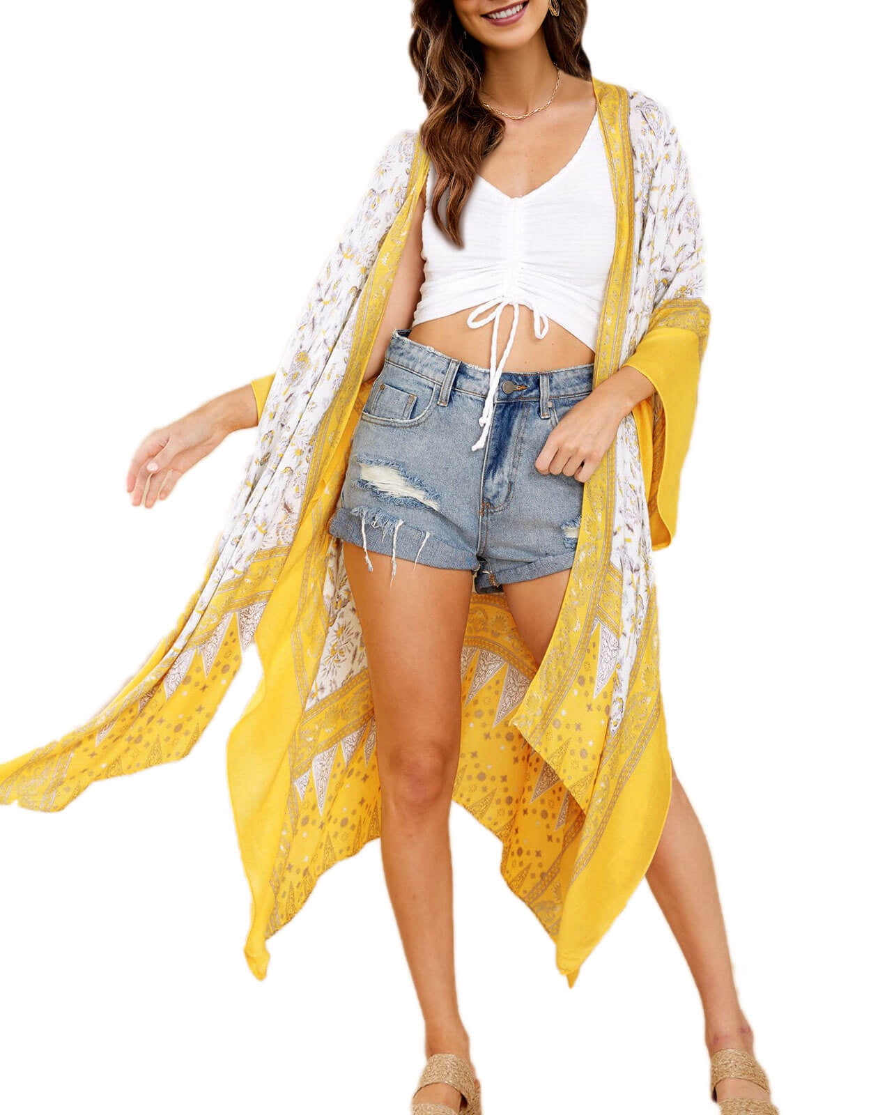Women Beach Cover Up Kimono Duster Tropical Pool Kimonos Cardigan Plus
