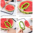 thumbnail image 4 of Monstrate Cortador de sandía de acero inoxidable, ligero portátil, separador de frutas, rebanador de frutas, molde en forma de paleta Mostrada Verde, 4 of 6