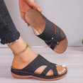 thumbnail image 7 of Womens Wedge Sandals Leather: Dressy Sandal with Arch Support Comfortable Walking, Casual Slip on Summer Shoes, 7 of 7