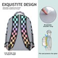 thumbnail image 5 of Rainbow Checkered Pattern Backpack for School, Cute School Bag with Adjustable Shoulder Straps and Padded Back, 15.3"x11"x6.7", 5 of 5