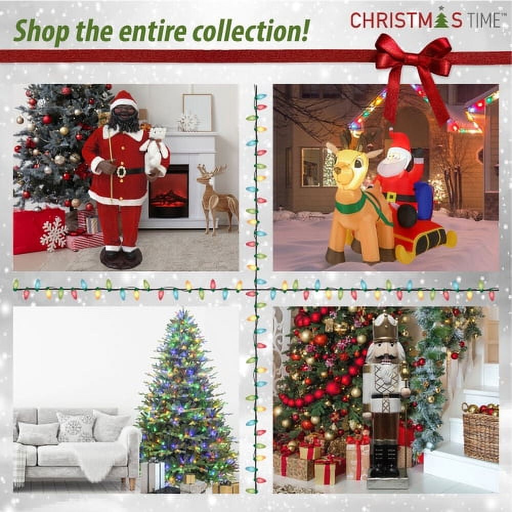 Christmas Time 6.5-Ft. Greenland Pine Artificial Christmas Tree, Unlit | Realistic High Quality PVC | Festive Holiday Decor for Home and Office | Flame Retardant