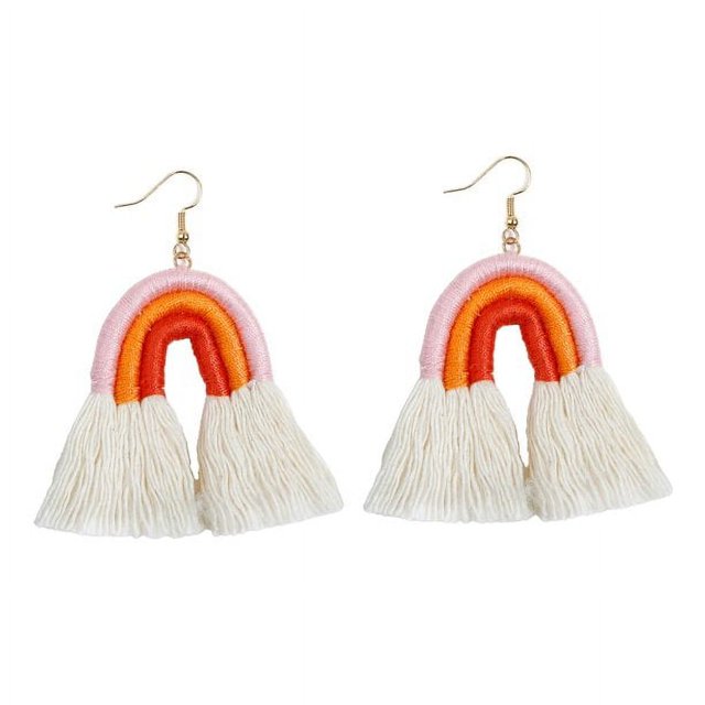 Pendientes de borla para mujer Pendientes colgantes de color naranja Pendientes de borla