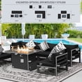thumbnail image 3 of RADIATA 7 Pieces Aluminum Outdoor Patio Sectional Furniture Sofa Set with Fire Pit Table Large Size Luxury Comfortable Durable Water/UV-Resistant for Garden Porch Backyard Party (Black Cushion), 3 of 11