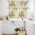 thumbnail image 3 of Farmhouse Kitchen Curtains Valances and Tiers Set of 3 Summer Yellow Green Lemon Gnomes Branches Linen Tier Curtains and Valance with Rod Pocket for Small Windows, 27.5"x24", 3 of 9