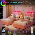 thumbnail image 7 of Ataucjin Twin Size Bed Frame with Storage Headboard, LED Bed Frame with 2 Drawers, Boucle Upholstered Platform Bed,Chic Wavy Headboard with Bookcase, No Box Spring Needed, 7 of 7