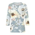 thumbnail image 4 of Spring Saving GaThRRgYP Womens Tops Clearance,Women's Fashion Printed Loose T-shirt 3/4 Sleeves Blouse Round Neck Casual Tops, 4 of 5