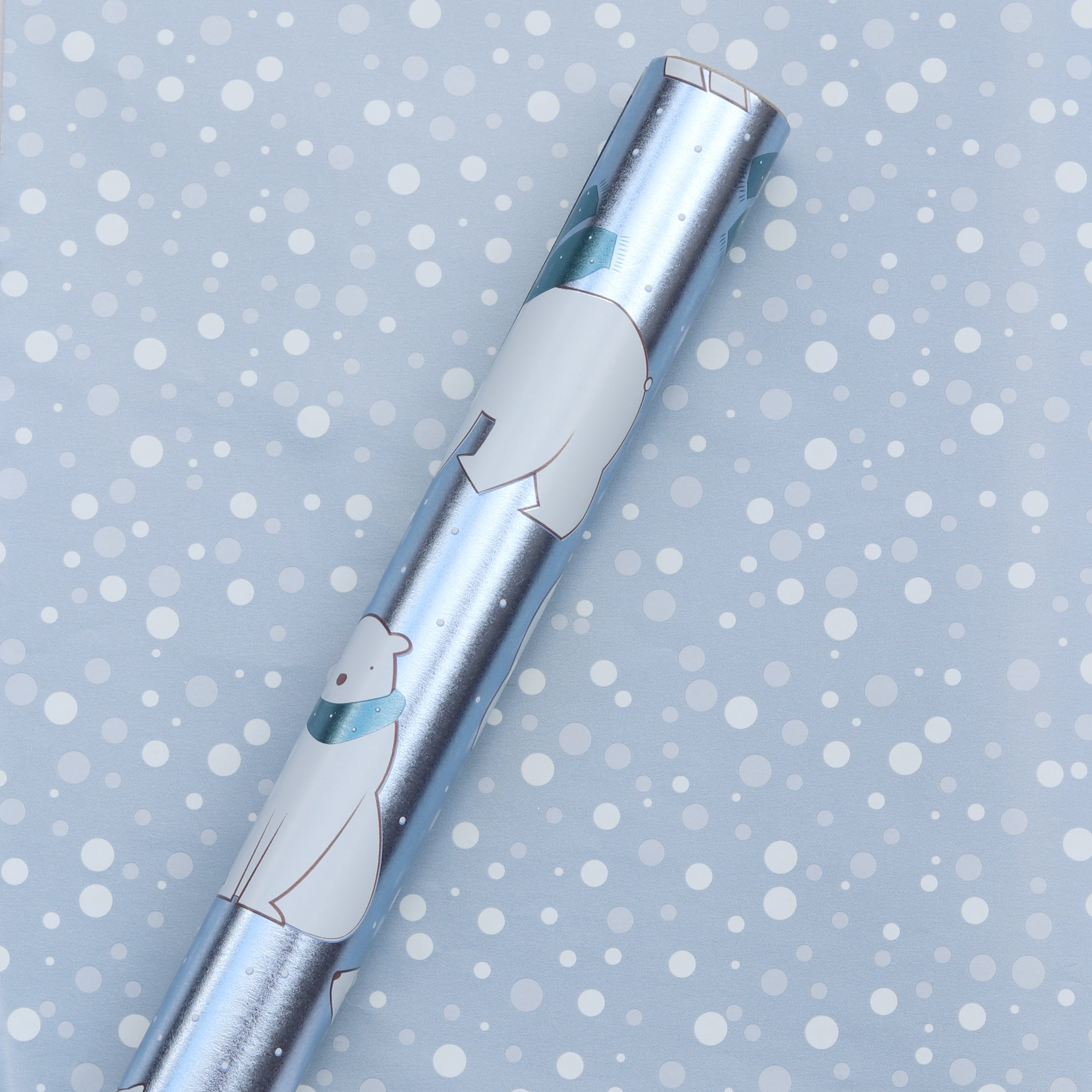Holiday Time Blue and Silver Foil Reversible Christmas Wrapping Paper, 3 Roll, 50 Sq ft