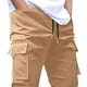 thumbnail image 4 of Pantalones de trabajo para hombre, holgados, de alta elasticidad, con múltiples bolsillos y pierna recta, largos y largos., 4 of 4