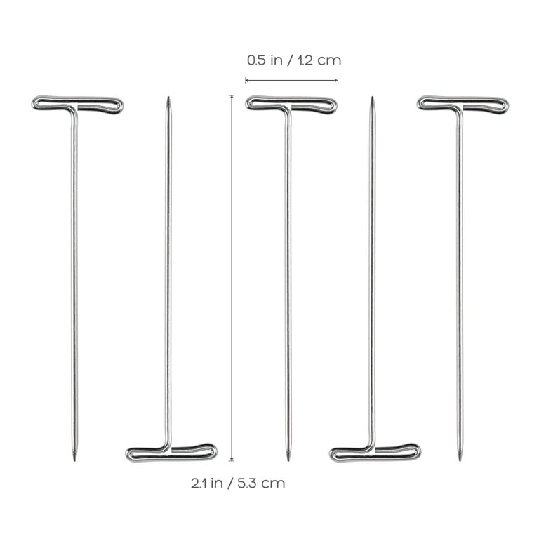 Etereauty 70pcs Wig T-Pins 2 Inch with Plastic Box for Blocking Knitting  Modelling Crafts 