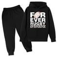 thumbnail image 1 of WEIYLL Outfits for Boys Sets Hooded Football Personality Letter Printed Pants Football Rugby Activity Black Suits 4-5 Years, 1 of 3