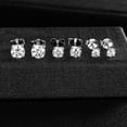thumbnail image 6 of 14K White Gold Plated Cubic Zirconia Hoops Huggie Stud Earrings Set 316L Stainless Steel Cubic Zirconia Earring for Women Pack of 5 Pairs, 6 of 6