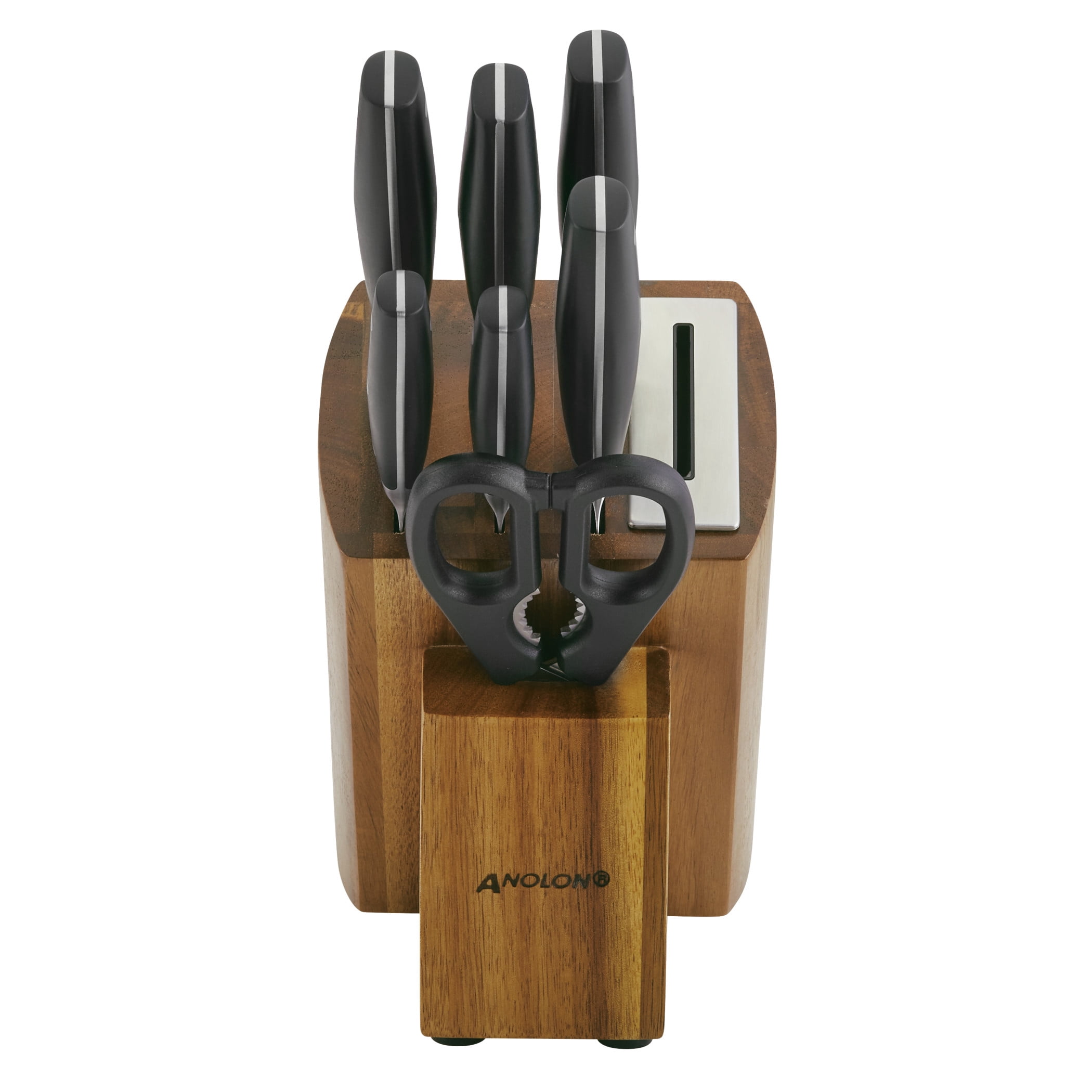 Anolon AlwaysSharp Japanese Steel Knife Block Set with Built-In