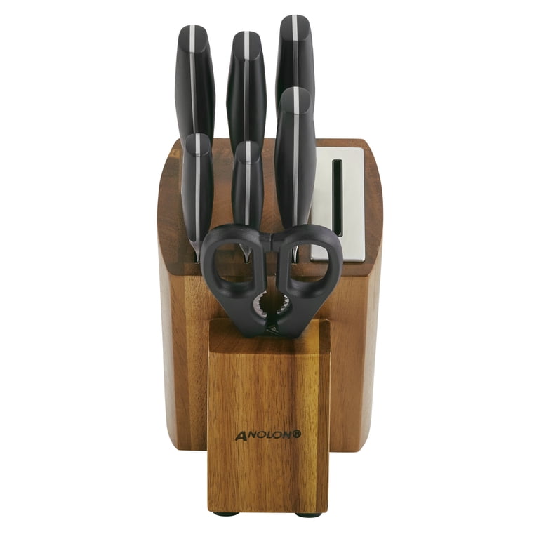 Anolon AlwaysSharp Japanese Steel Knife Block Set with Built-In