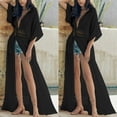 thumbnail image 3 of Wsevypo Women Solid Color Long Beach Kimono Cardigan Open Front Bikini Swimsuit Cover Up, 3 of 5