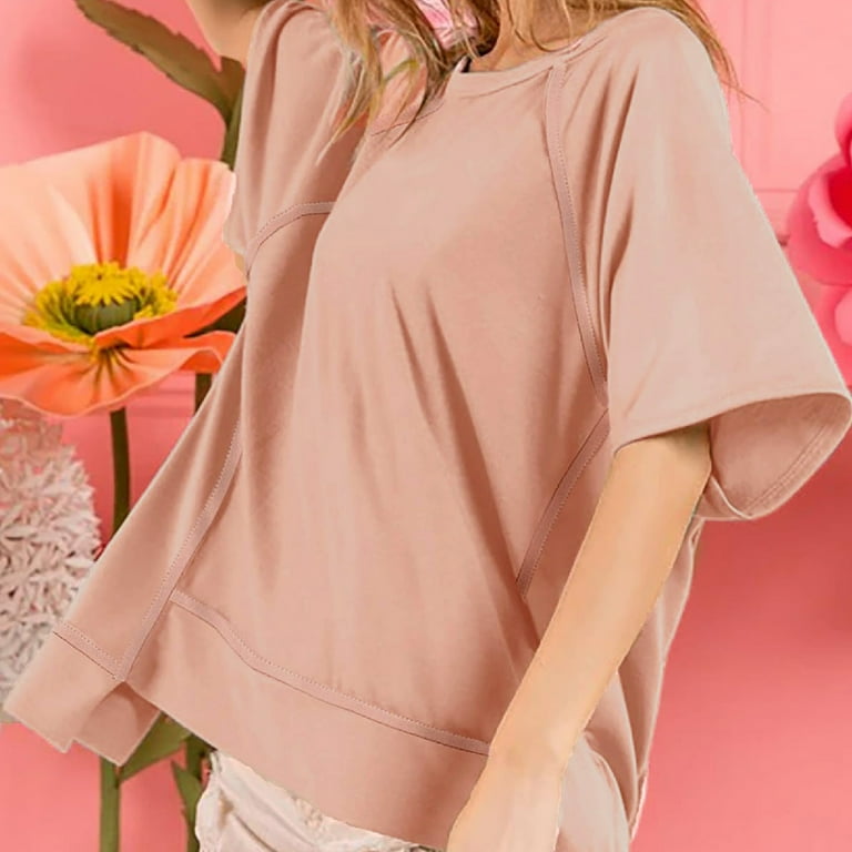 Short Sleeve Sweatshirt for Women Oversized Loose Pullover