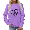 thumbnail image 1 of Besolor Womens Fall Spring Sweatshirt Heart Printed Crewneck Long Sleeve Tops Casual Loose Plus Size Pullover Blouse, 1 of 4