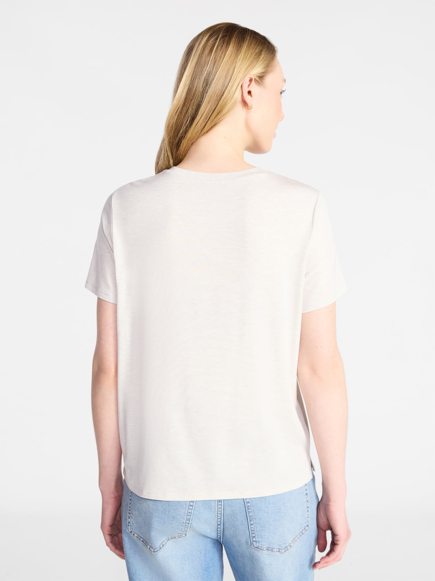 Time and Tru Women's Boxy Tee with Short Sleeves, Sizes XS-XXXL