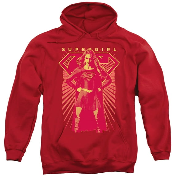 Supergirl Ready Set Adult Pullover Hoodie Sweatshirt Red