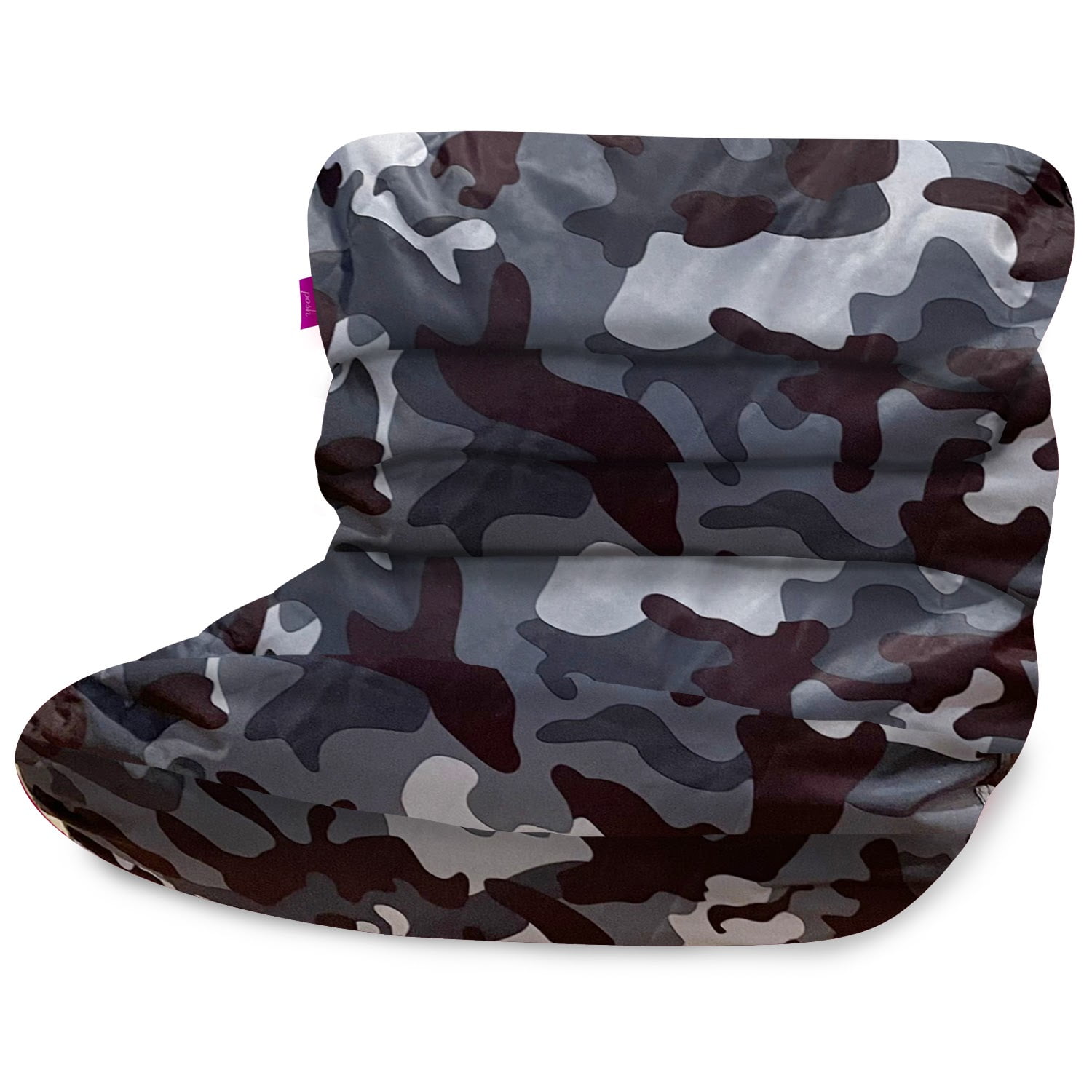 Posh Creations Structured Comfy Bean Bag Chair, Laguna Lounger, Nylon - Camo Dark and Black Gray