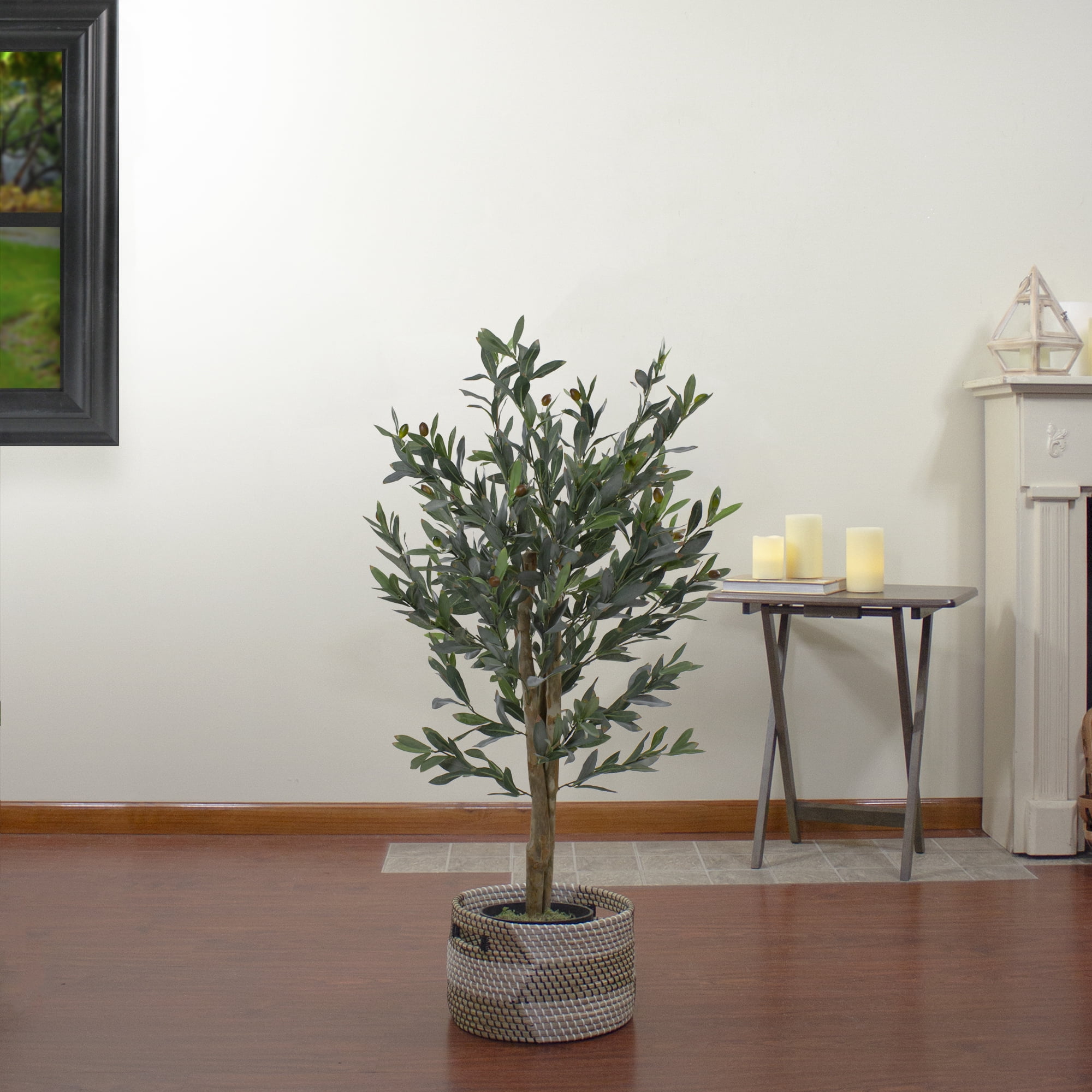 40" Potted Brown and Green Artificial Olive Tree with Foliage