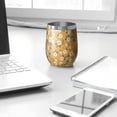 thumbnail image 3 of Floral 12oz Stainless Steel Insulated Wine Tumbler with Lid and Straw – Double Wall Vacuum Mug for Hot & Cold Drinks, 304 Steel Interior, Sweat-Free Design,Thanksgiving,Christmas, Spring,Flower, 3 of 5