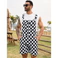 thumbnail image 3 of Mono con babero, a cuadros, para hombre, pantalones cortos, color negro, 3 of 7