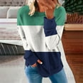 thumbnail image 2 of JUUYY Color Block Sweatshirts for Women Trendy Long Sleeve Striped Printed Crew Neck Graphic Shirts Loose Oversized Relaxed Fit Cotton T-Shirt Tops Green#01 XXL, 2 of 5