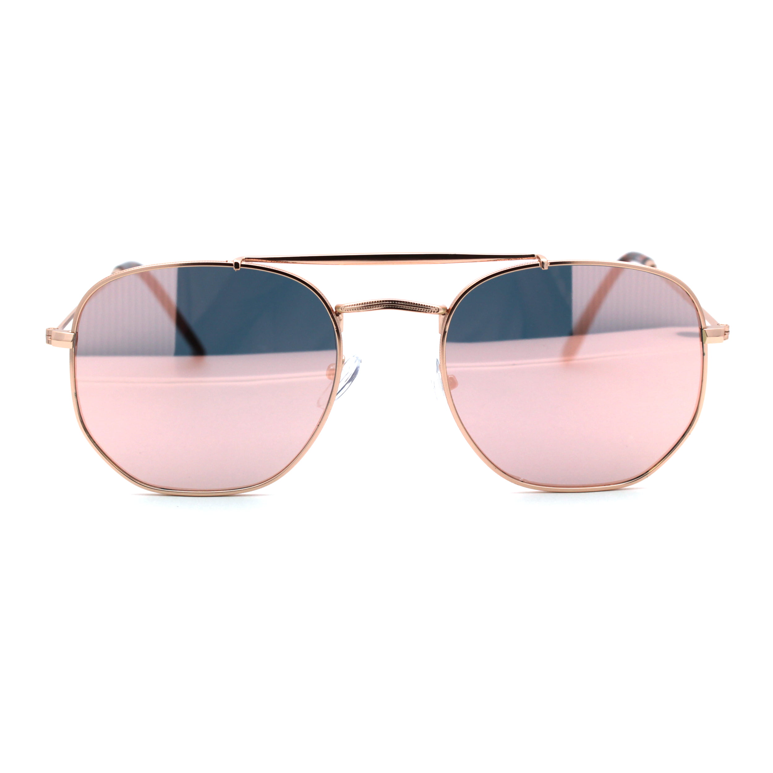 Rose Pink Gold Aviator Sunglasses Classic Vintage Mirror Lens Glasses 