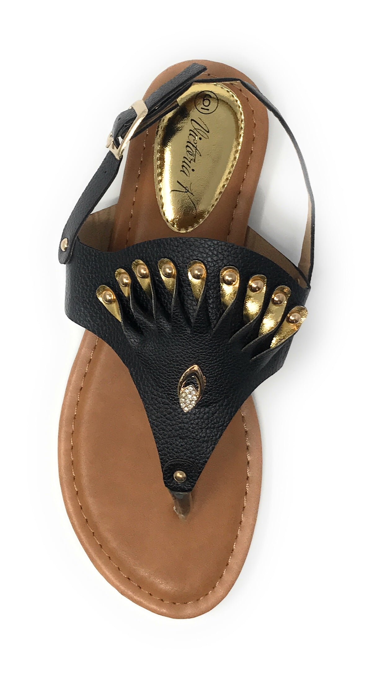 Victoria K Women's Gold Applique With Studs Sandals