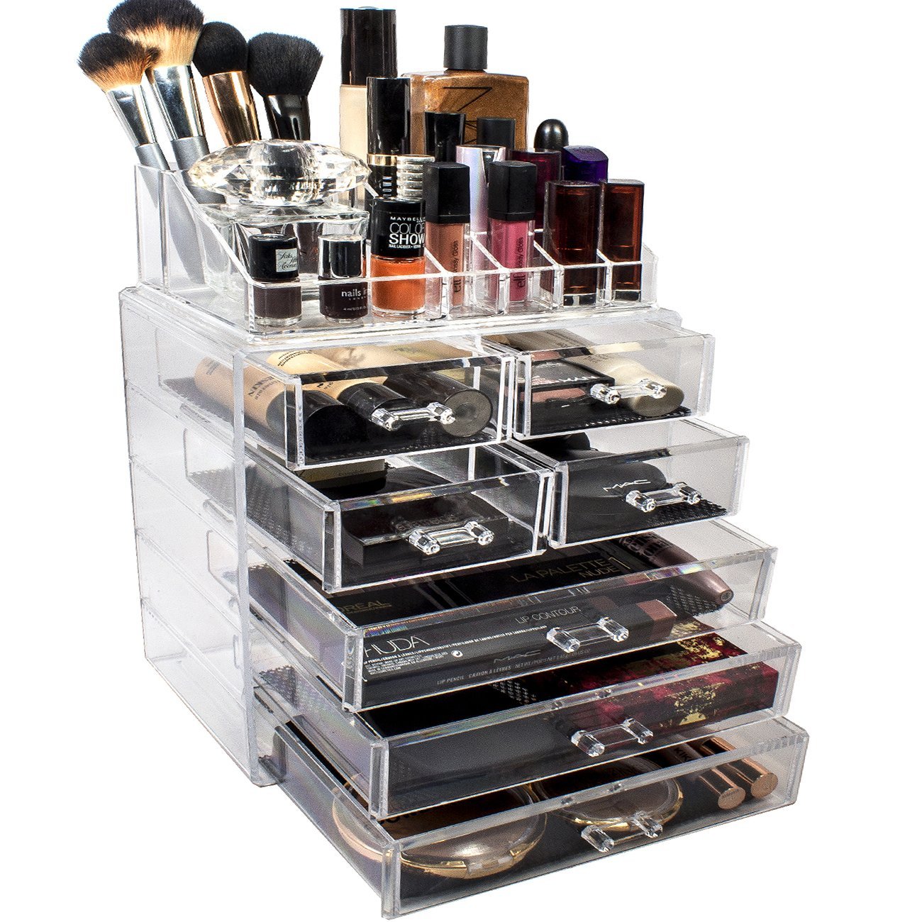 Acrylic Makeup Organizer with 6 Drawers & 16 Slots Jewelry Cosmetics 