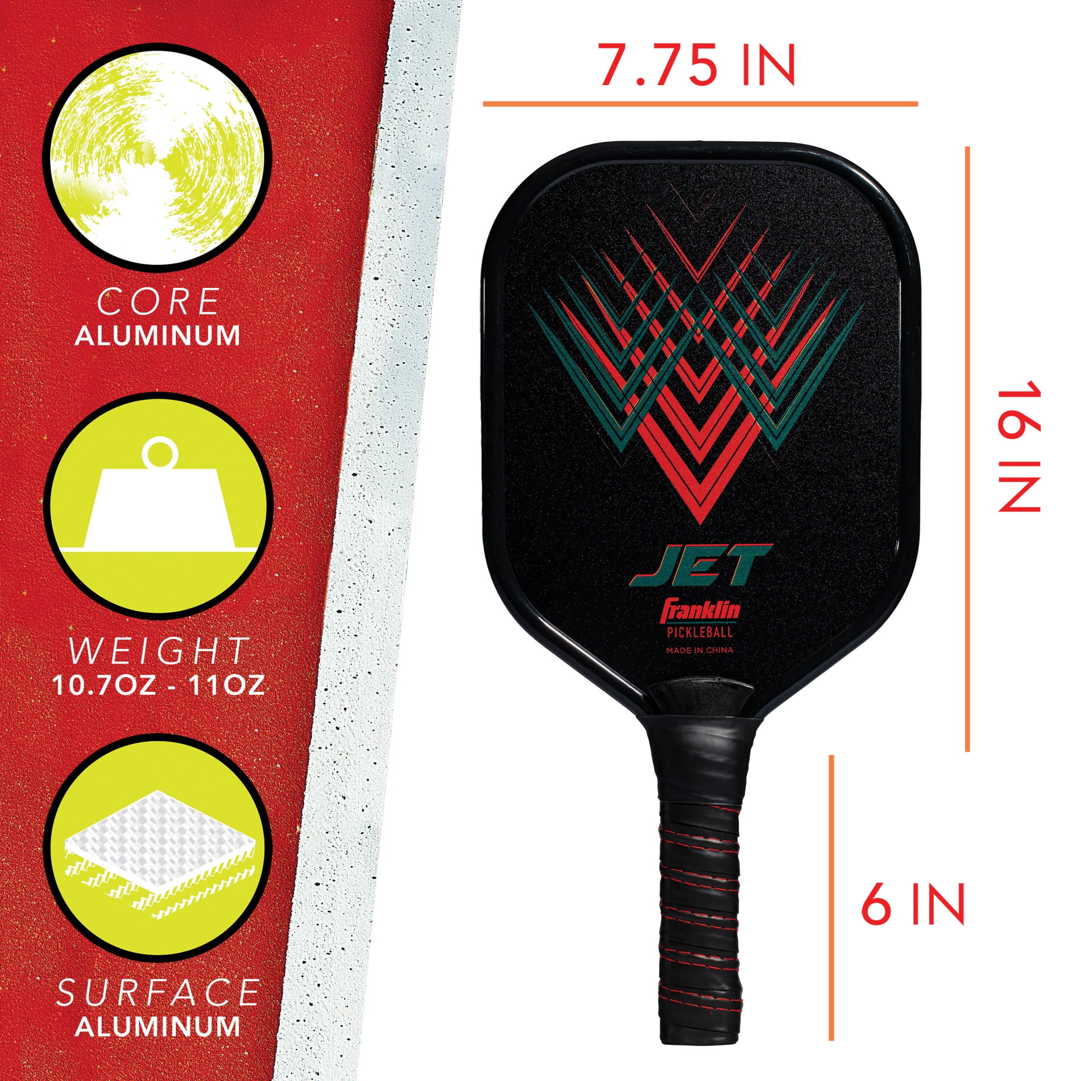 Franklin Sports Jet Pickleball Paddle Set, 4 Paddles, 4 x-40 Balls, Blue, Red