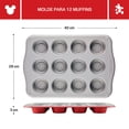 thumbnail image 2 of Molde para 12 cupcakes Farberware. Acero con antiadherente, rojo, 2 of 6